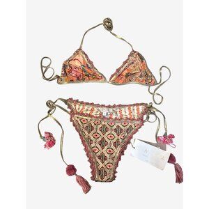Anjuna Reversible Bikini Carina Mix Fiore Rosa Floral Medium Made In Italy $438